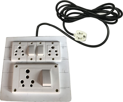 

Saifpro Electric Extension Wooden Board( 2 5A,1 15A) 3Meteres Wire 2 Socket Surge Protector(White)