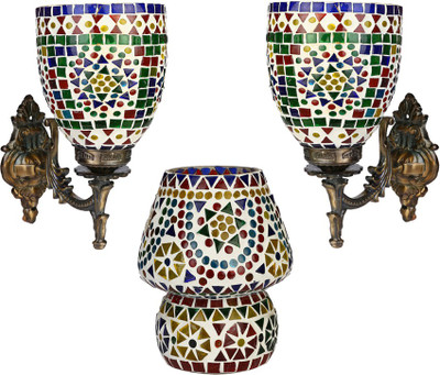 AFAST Stylish Wall Lamp Combo Set With Matching Table Lamp Hand Decorative, Magical & Romantic Lighting Effact Ef39 Night Lamp(18 cm, Multicolor)