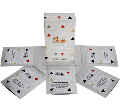 

The Indian Chai Assorted Tea Sampler, Best Seller (5 Teas, 50 Cups) Tulsi Good Sleep Tea, Rose Green Tea, Hibiscus Floral Tea, Licorice Zing Tea, Digestive Herbal Green Tea, Tea Gift Set Herbs Herbal Tea(50 g, Vacuum Pack)