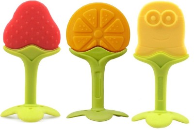 

Hytech Combo Of 3 Flexible Fruit Shape Teether- Berry Citrus & Minion- 100% BPA FREE Teether(Multicolor)