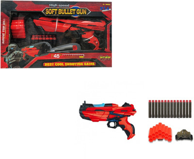 

Miss & Chief Amazing High Speed Soft Bullet Gun Toy with 14 Foam Darts and Light Effects(Multicolor)
