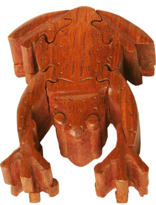 

NEW WOOD STYLE WOODEN FROG PUZZLE BOX PUZZLE Vanity Box(Brown)