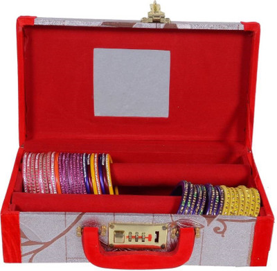 

na purse Bangle Box 2 Roll With Lock in Hard Board Makeup Vanity Box 202 Vanity Box(Gold, Red)