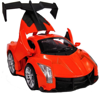

FLICK IN 1:32 Die cast Luxury Model | Pull Back Car | Metal Body | Opening Door Feature (Orange)(Orange)