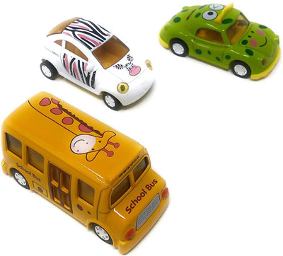 

PLUSPOINT Cutest Cars Set Metal Body die-cast Pull Back Action Set of 3 pc(Multicolor)