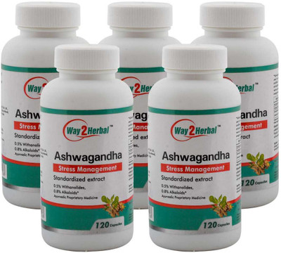 

Way2Herbal Ashwagandha 120 capsules (Pack of 5)(240 mg)