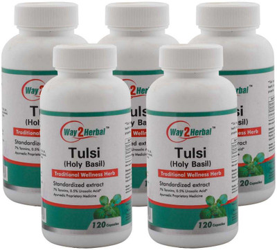 

Way2Herbal Tulsi 120 capsules (Pack of 5)(400 mg)