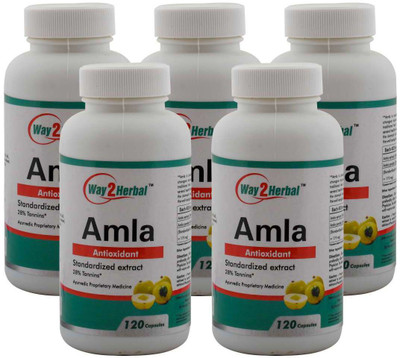 

Way2Herbal Amla 120 Capsules (Pack of 5)(425 mg)