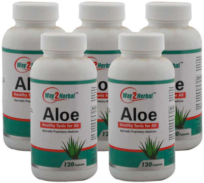 Way2Herbal Aloe Vera 120 Capsules (Pack of 5)(400 mg)