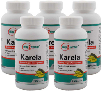 

Way2Herbal Karela 120 capsules (Pack of 5)(450 mg)