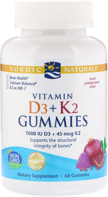 

Nordic Naturals Vitamin D3 + K2 Gummies Pomegranate 60 Gummies(60 No)