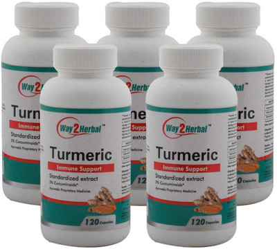 

Way2Herbal Turmeric 120 capsules (Pack of 5)(300 mg)