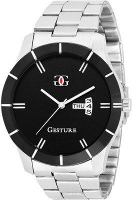 

Gesture 1213- Black Day And Date Chain Watch - For Men