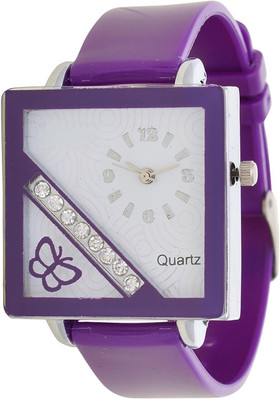 

Orayan Square Diamond Studded SP-Purple Analogue Watch - For Girls
