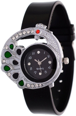 

Orayan Peacock Diamon studded DG-Black Analogue Watch - For Girls