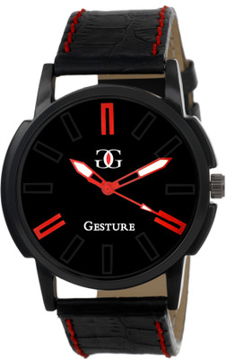 Gesture New Hot Black And Red Modish Watch - For Men