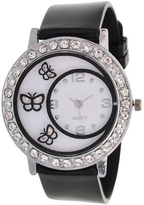 

Orayan Butterfly Diamond Studded SP-Black Analogue Watch - For Girls