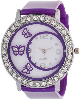 

Orayan Butterfly Diamond Studded SP-Purple Analogue Watch - For Girls