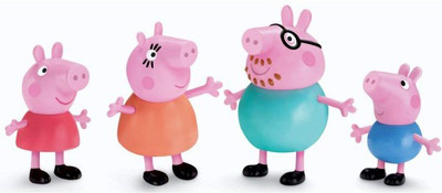 

OrginSoft Peppa Pig Family Soft Toy - 4 Figure Pack ( Multi Colour ). Get Free 12 Peppa Family Stickers.(Multicolor)