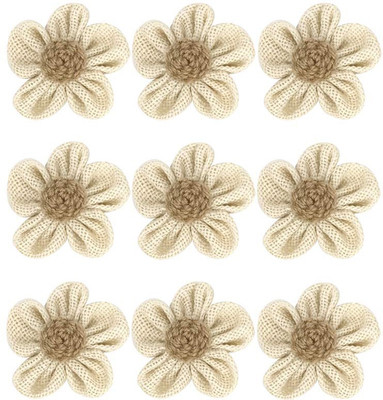 

Just Flowers Handmade Burlap Flowers for DIY Craft Making and Home Wedding Party Decorations/Jute Flowers for Gift Packing (10Pc, Cream Color)