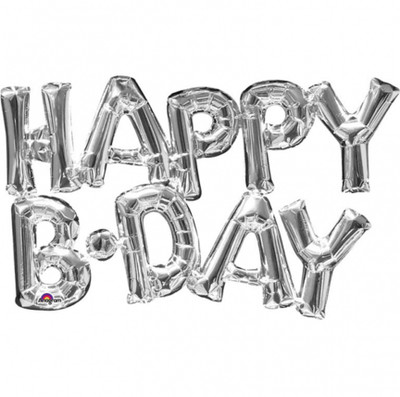 

BashNSplash Solid HAPPY BIRTHDAY FOIL BALLOON B-DAY PARTY DECORATION SILVER (PACK OF 1) Letter Balloon(Silver, Pack of 1)