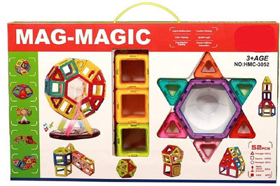 

Anzal 52 Pcs Mag-Magic Creativity Theme Brain Development Magnetic Game Educational 3D Blocks Set Toy With Music & Light(Multicolor)