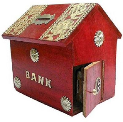 

Alhind Handicraft Wooden Coin Bank Coin Bank(Red)