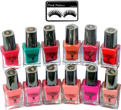 

pink palace Eyelashes,Mac Professional Nail Paint Set of 12(Set of 13)