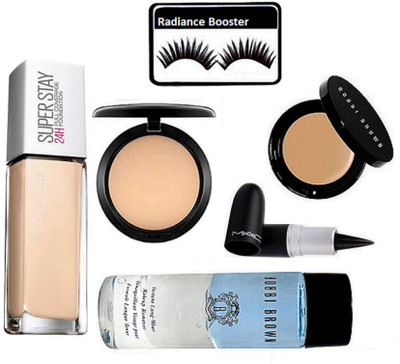 

radiance booster Eyelashes & Maybelline Super Stay Foundation & Compact & Stick Kajal & Bobbi Brown Corrector Concealer & Makeup Remover(Set of 6)