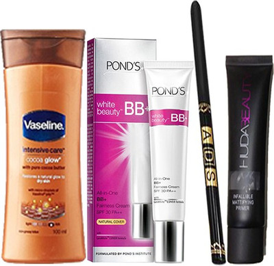 

Ponds Beauty BB+ With Primer(35 ml) & Waterproof Eyeliner, Cocoa Butter Intensive care Body Lotion (40ml)(Set of 1)