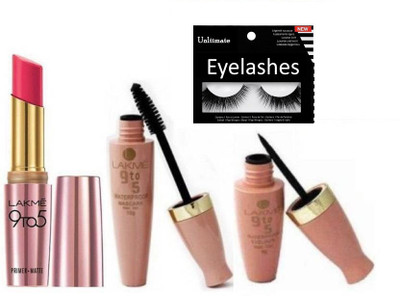 

Ultimate Eyelashes , Liner & Mascara with Lipstick(Set of 4)