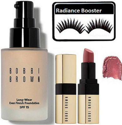 

radiance booster Eyelashes & Bobbi Brown Long Wear Even Finish Foundation & Lipstick(Set of 3)