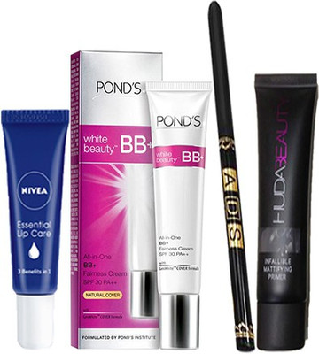 

Ponds Beauty BB+ With Primer(35 ml) & Waterproof Eyeliner, Essential Lip Care Tube(Set of 1)
