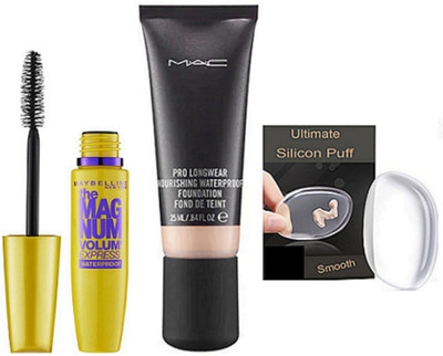 

Ultimate Silicon Puff With Foundation & The Magnum Volume Express Mascara(Set of 3)