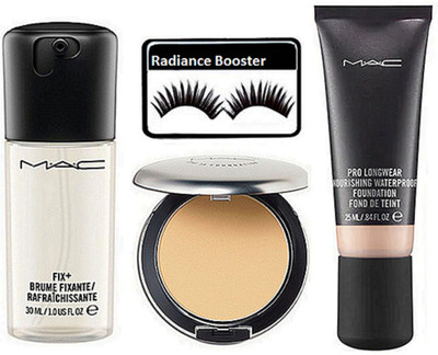 

radiance booster Eyelashes & Mac Fix Brume & Compact & Pro Long Wear Nourishment Water Proof Foundation(Set of 4)