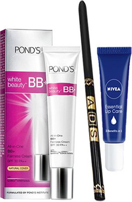 

Ponds Beauty BB+(9 g) & Waterproof Eyeliner (Stay For 36 Hrs) With Essential Lip Care Tube(Set of 1)