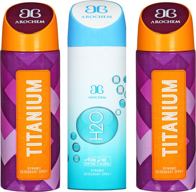

arochem TITANIUM & H20 DYNAMIC DEODORANT SPRAY Body Spray - For Men & Women(600 ml, Pack of 3)