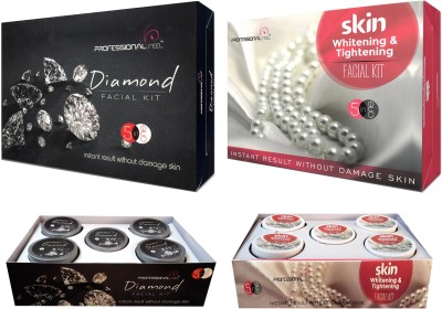 Professional Feel DIAMOND + SKIN WHITENING Facial Kit, Unisex For Fairness, Skin Whitening, Instant Glow (In-stat Glow Face Best Facial Kit Ever in India)(500 g)