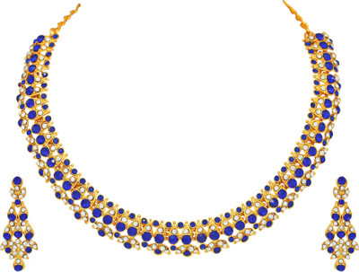 Atasi International Alloy Gold-plated Gold, Blue Jewellery Set(Pack of 1)