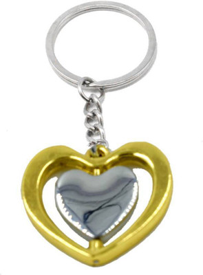 ONRR Collections heart inside heart golden silver coloured 9x3cm metal Key Chain