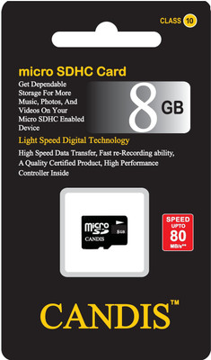 

candis SDHC 8 GB MicroSD Card Class 10 80 MB/s Memory Card