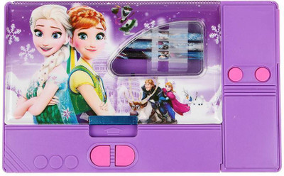 

Global Girls Princess Return Birthday Gifts Pencil Box with 4 Drawers - 24cm X 11cm X 3 cm - 1 Piece Frozen Art Plastic Pencil Box (Set of 1, Purple)(Blue)