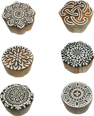 skart wooden printing blocks Round76 Printing Blocks(Pack of 6)