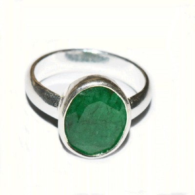 Jaipur Gemstone Emerald RIng Natural And Eligent Panna Gemstone Stone Emerald Silver Plated Ring