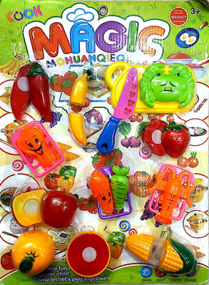 

SS Traders -Fruits & Vegetables Realistic Sliceable Fruits and Vegetables Cutting Play Kitchen Set Toy with various Fruits,Vegetables,Kinfe and Cutting Board for Kids,Multi Color.