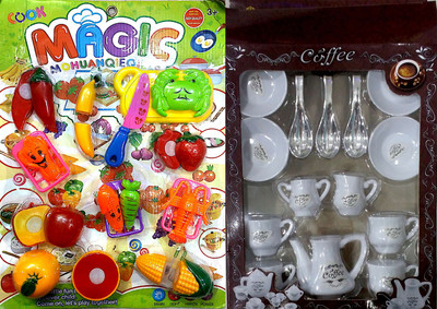

SS Traders -Cute Multicolor Fruits and Vegetables set with Cup set,Good gift item for Kids