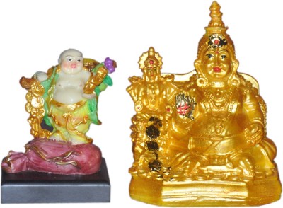 Vaah Laxmi Kuber & Money Laughing Buddha Murti Decorative Showpiece  -  15 cm(Polyresin, Multicolor)