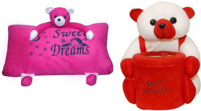 

Best in Nest Teddy Pen Stand and Pillow - 21 cm(White, Red, Pink), Pink;red;white