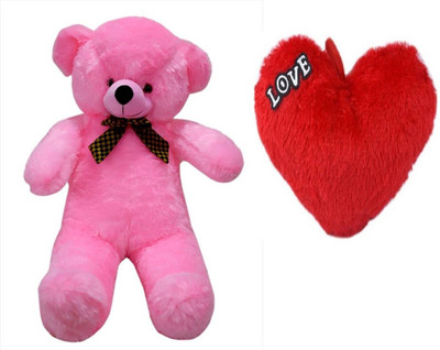 Samayra Toys Combo Offer Super Large Pink Teddy Bear 5 Feet & Small Red Heart For Love 15 Cm - 152 cm(Pink, Red)