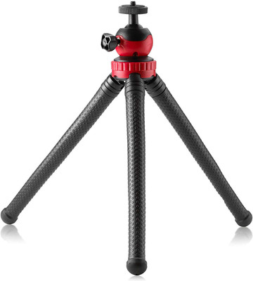 

Techlife Solutions Flexible Gorillapod Tripod with 360° Rotating Ball Head Tripod for All DSLR Cameras(Max Load 1.5 kgs) & Mobile Phones with Universal Mobile Holder & Shutter Remote Tripod(Black, Red, Supports Up to 1500)